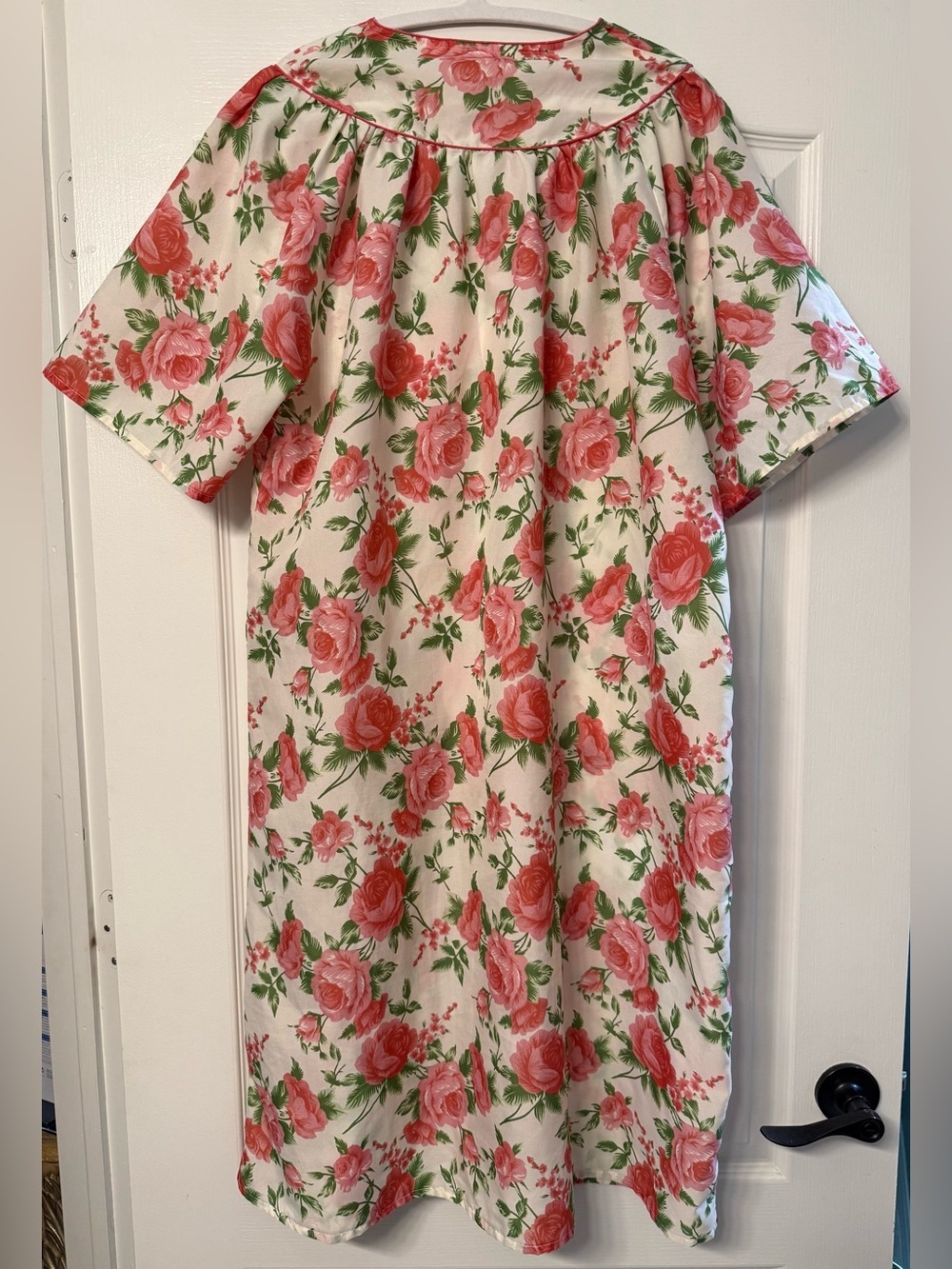 Vintage Check Me First Floral House Dress Size M Pink Rose Granny Chic Pristine - Picture 2 of 7